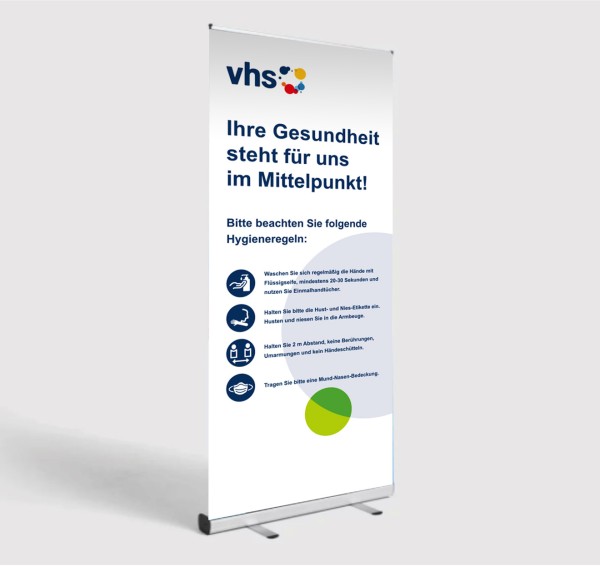 Roll-Up mit Hygieneregeln